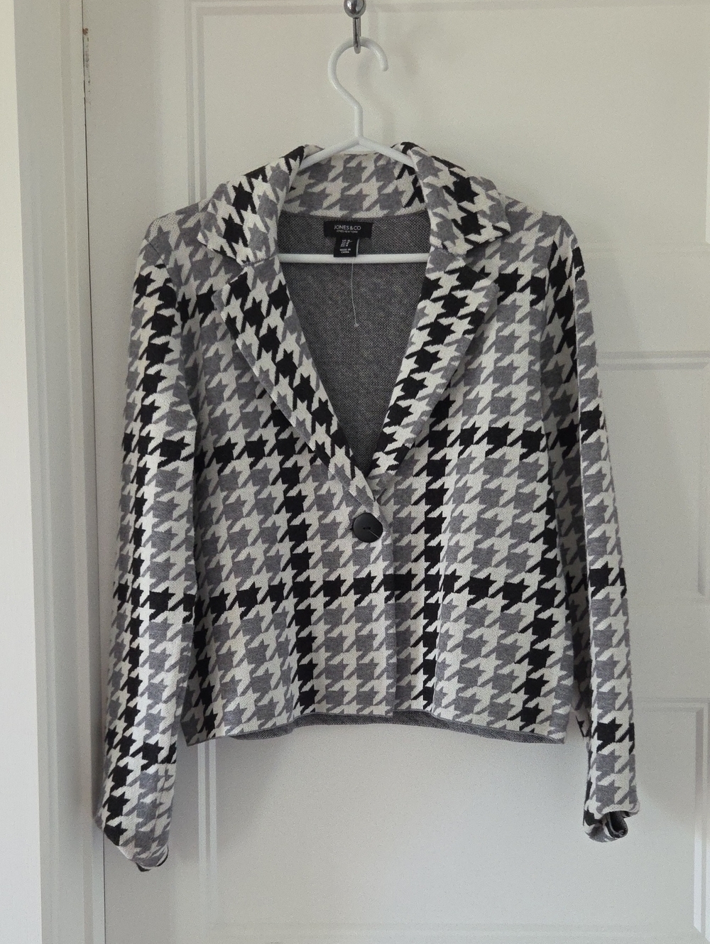 Jones New York Black & Gray Houndstooth Blazer